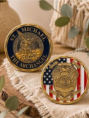 Challenge Coin ST.Michael Archangel‎ Fallen Officer Fidelity Sacrifice Integrity